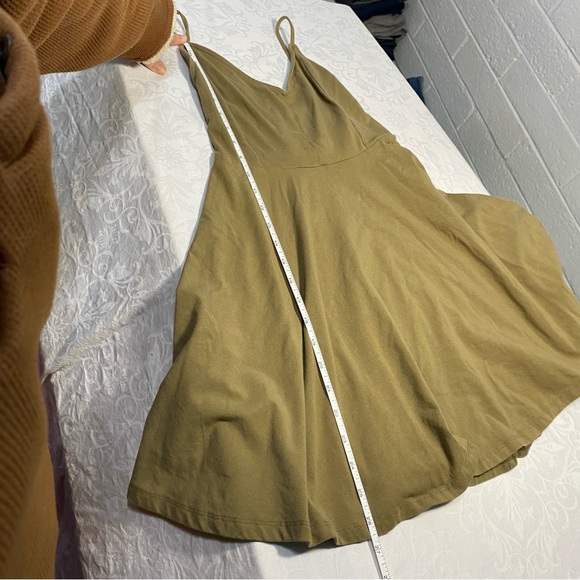 Strappy Skater Dress Olive Strappy Back Mini Stretchy Tank Peplum fit & flare S - Picture 7 of 13